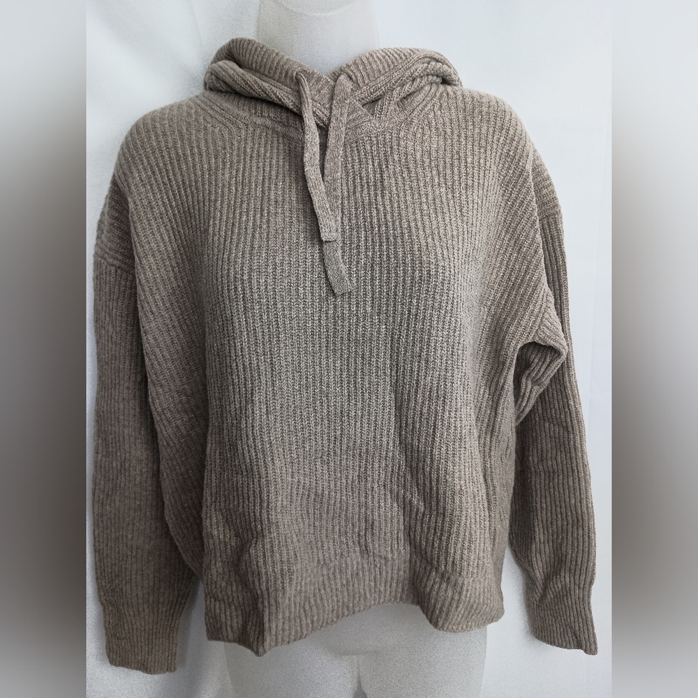 GAP Cozy Tan Ribbed winter Women's hooded‎ pullover Sweater size XS